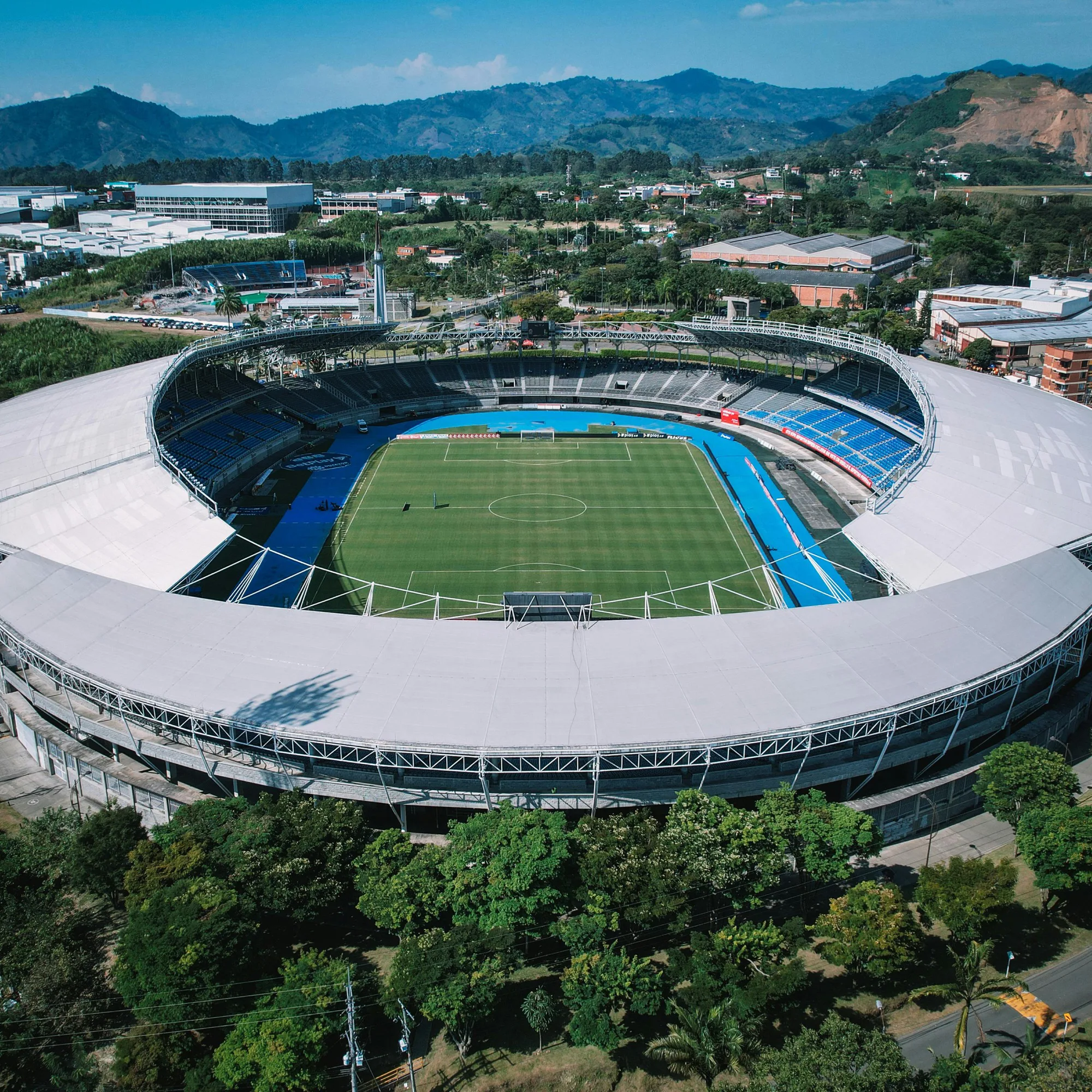 Aerial view of a football stadium